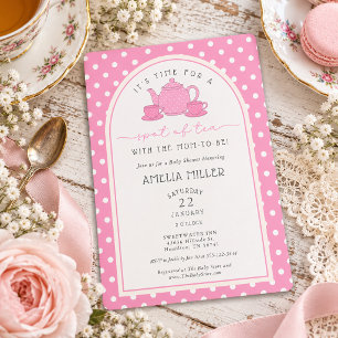 Pink Polka Dot Tea with the Mum-to-be Baby Shower Invitation