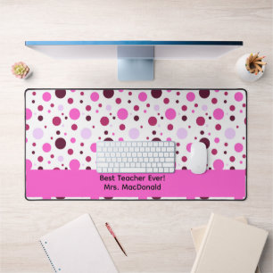 Pink Polka dot teacher appreciation gift Desk Mat
