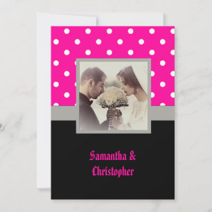 Pink polka dot wedding Invitation