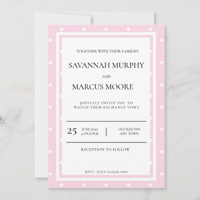 Pink Polka Dot Wedding Invitation (Front)