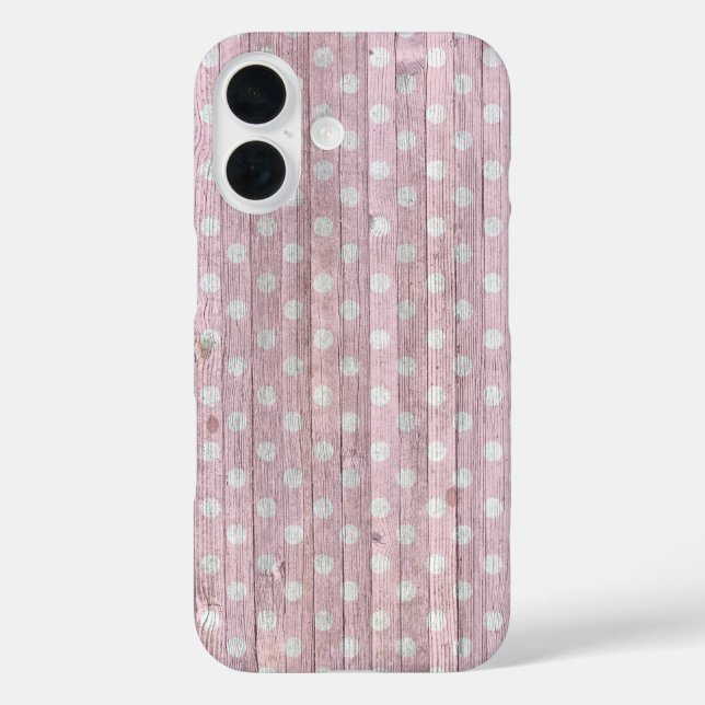 Pink Polka Dot Wood Case-Mate iPhone Case (Back)