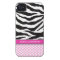 Pink Polka Dot Zebra Stripe iPhone 4 Case-Mate