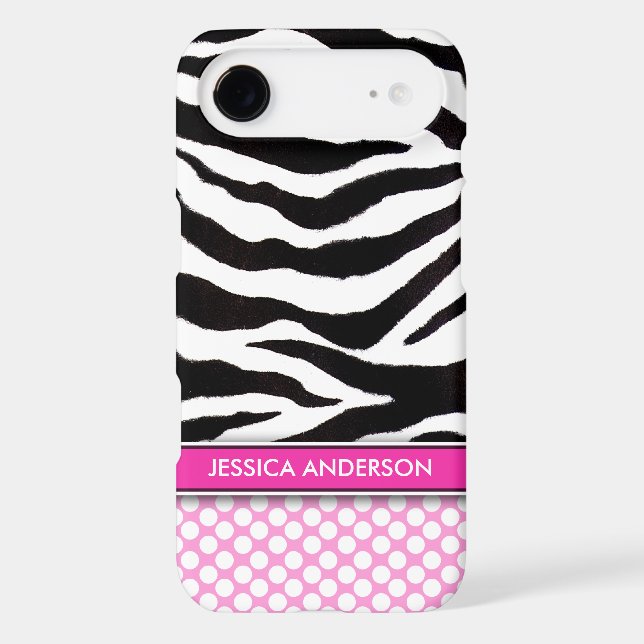 Pink Polka Dot Zebra Stripe iPhone 4 Case-Mate Case (Back)