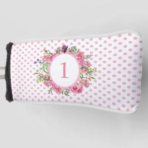 Pink Polka Dots and Flowers Putter Cover