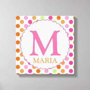 Pink Polka Dots and Initial Wall Decor