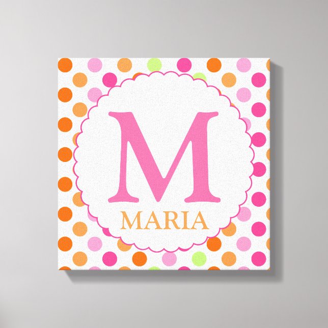 Pink Polka Dots and Initial Wall Decor (Front)