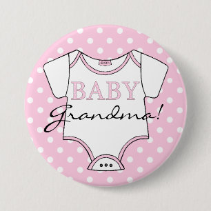 Pink Polka Dots Baby Grandma 7.5 Cm Round Badge