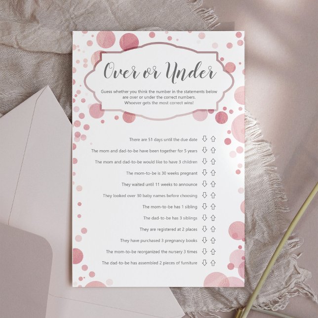 Pink Polka Dots Baby Shower Game "Over or Under" (Creator Uploaded)