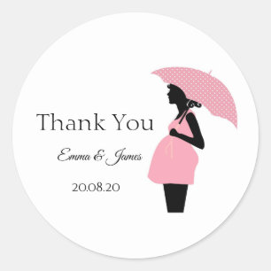 Pink Polka Dots Baby Shower Thank You Sticker