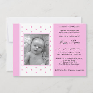 Pink Polka Dots Baptism Invitations