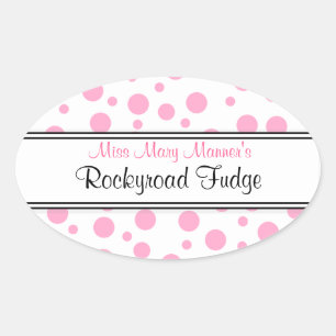 Pink Polka Dots-Business Logo Oval Sticker