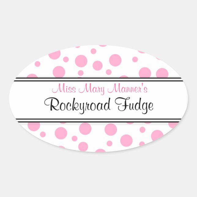 Pink Polka Dots-Business Logo Oval Sticker (Front)