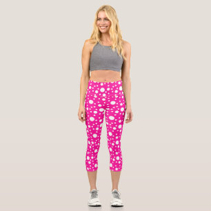 Pink Polka Dots Capri Leggings