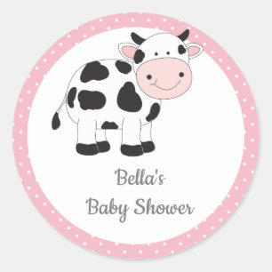 Pink Polka Dots Cow Stickers