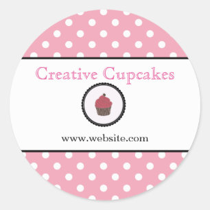 Pink Polka dots Cupcakes Cute Bakery Product Label