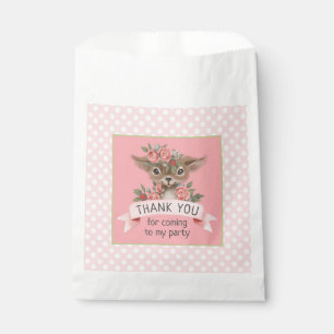 Pink Polka Dots Cute Deer Birthday Party for Girl Favour Bags