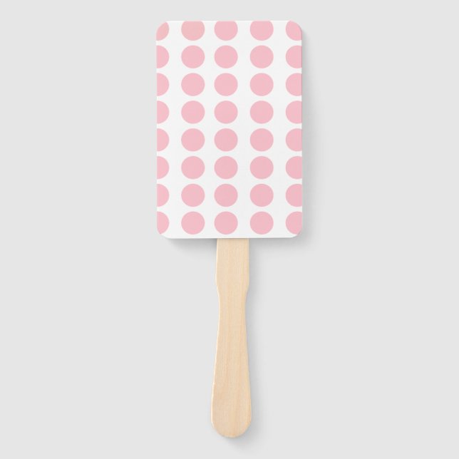 Pink Polka Dots Design Hand Fan (Front)