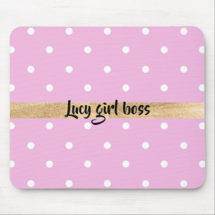 pink polka dots editable personalisation mouse mat