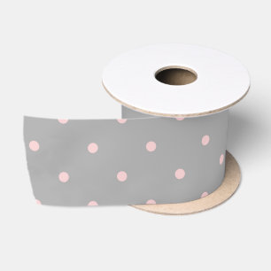Pink Polka Dots Girly Feminine Grey Cute Easter Satin Ribbon