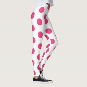 Pink Polka Dots Girly Trendy Fashionable Yoga Leggings
