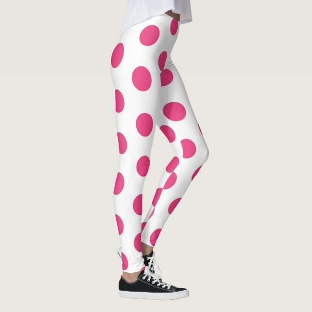 Pink Polka Dots Girly Trendy Fashionable Yoga Leggings (Right)