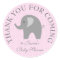 Pink polka dots grey elephant baby shower stickers