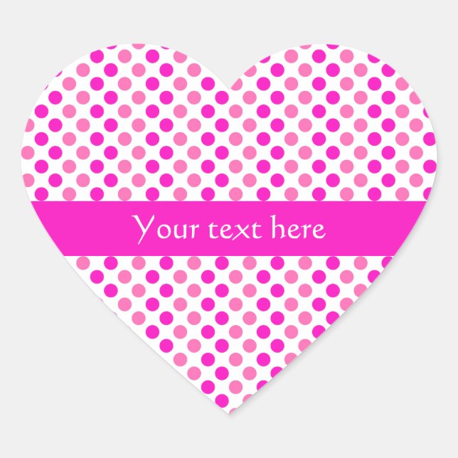 Pink Polka Dots Heart Sticker (Front)