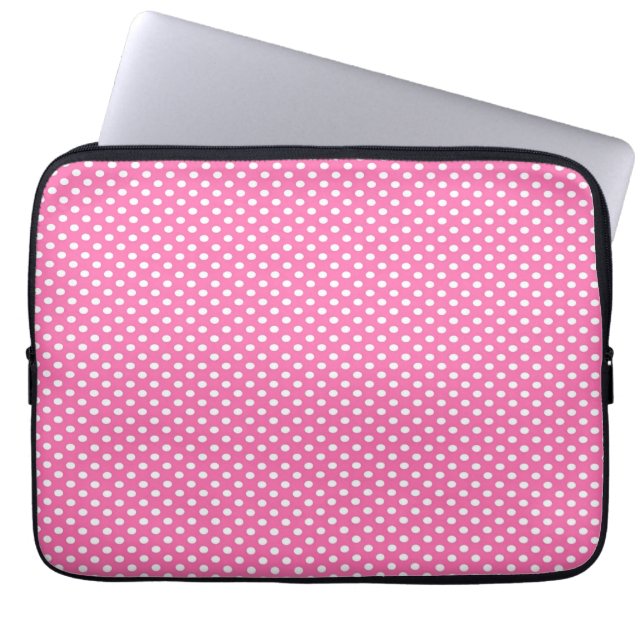 Pink Polka Dots Laptop Sleeve (Front)