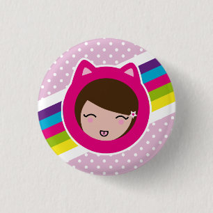 pink polka dots lilith's 3 cm round badge