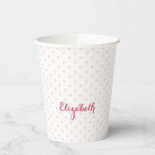 Pink Polka Dots Monogram Kids Girls Birthday Party Paper Cups