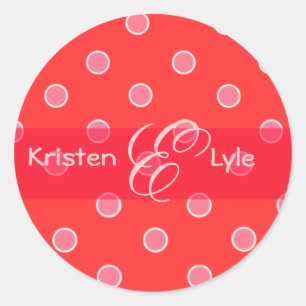 Pink polka dots monogram stickers