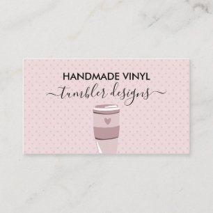 Pink Polka Dots mug heart Vinyl Tumbler Business Card