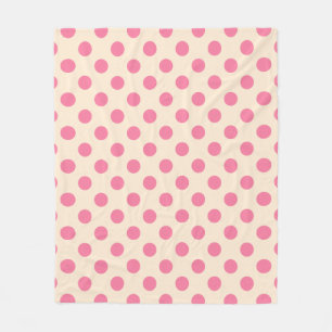 Pink polka dots on cream fleece blanket