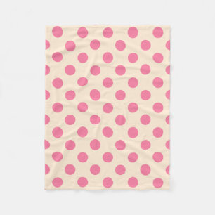 Pink polka dots on cream fleece blanket