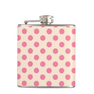Pink polka dots on cream hip flask
