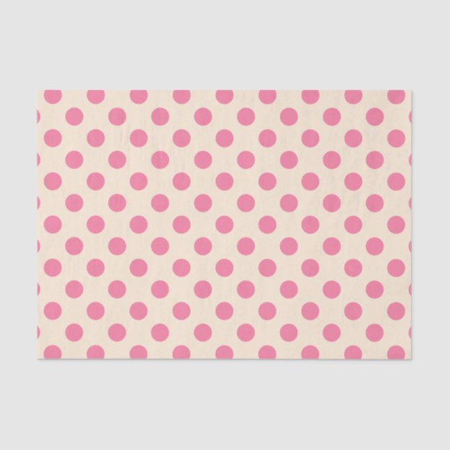 Pink polka dots on cream tissue paper (Front)