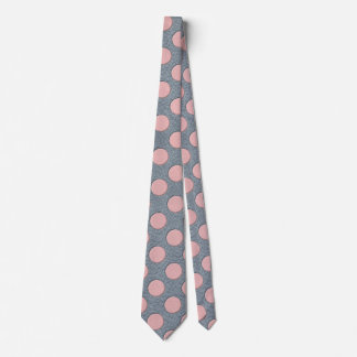 Pink Polka Dots on Grey Leather Print Tie