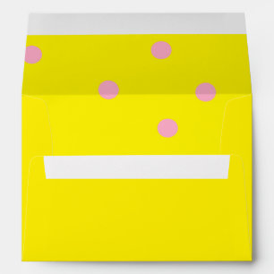 Pink polka dots on yellow envelope