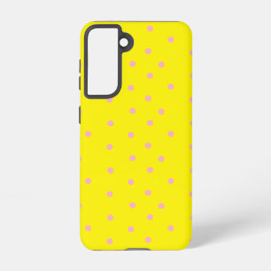 Pink polka dots on yellow samsung galaxy case