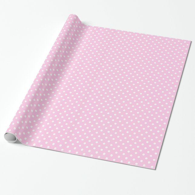 Pink Polka Dots Party Wrapping Paper (Unrolled)
