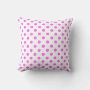 Pink Polka Dots Pattern on White Background Cushion