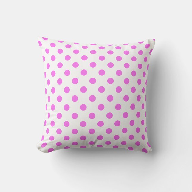 Pink Polka Dots Pattern on White Background Cushion (Front)