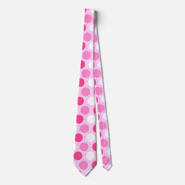 Pink polka dots pattern tie (Front)