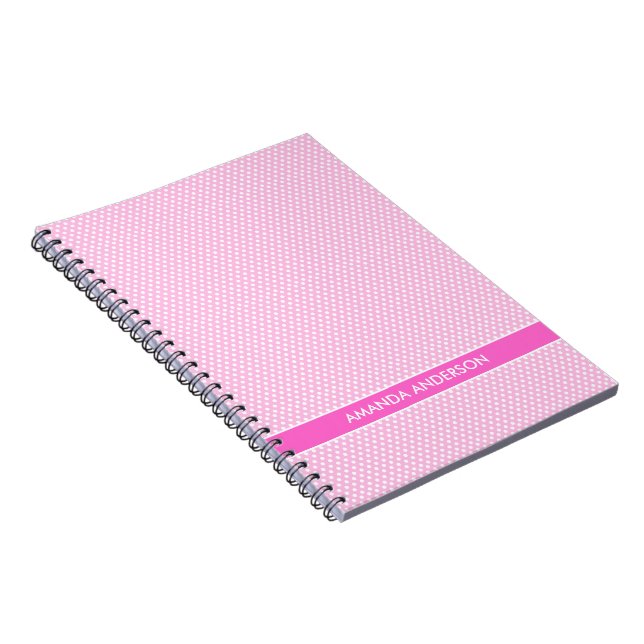 Pink Polka Dots Personalised Notebook / Journal (Right Side)