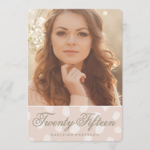 Pink Polka Dots Photo Graduation Announcement