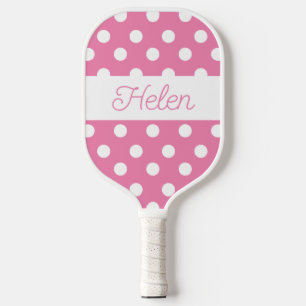 Pink Polka Dots Pickleball Personalised Paddle