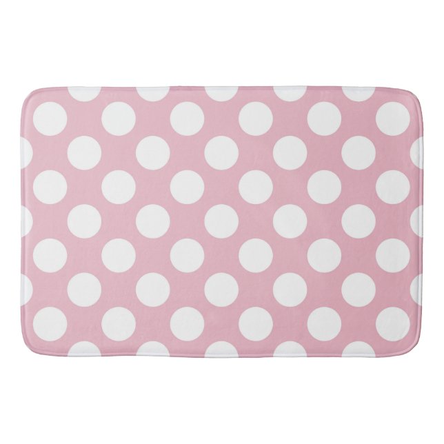 Pink Polka Dots, Polka Dot Pattern, Dots, Dotted Bath Mat (Front)