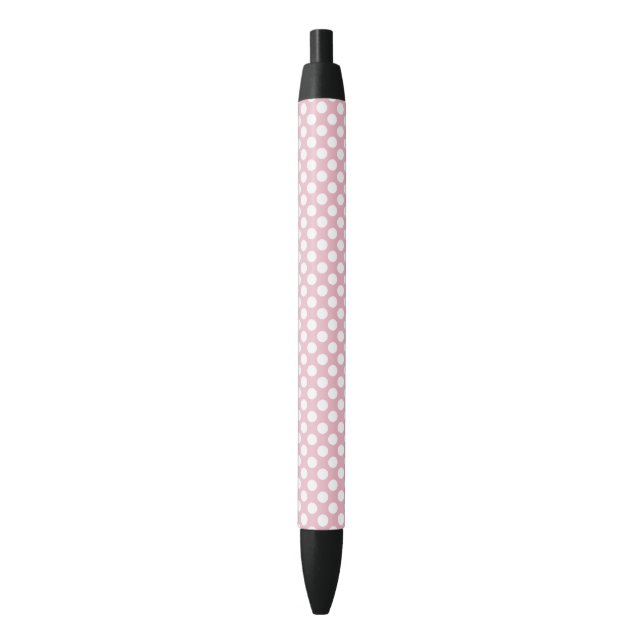 Pink Polka Dots, Polka Dot Pattern, Dots, Dotted Black Ink Pen (Front Vertical)