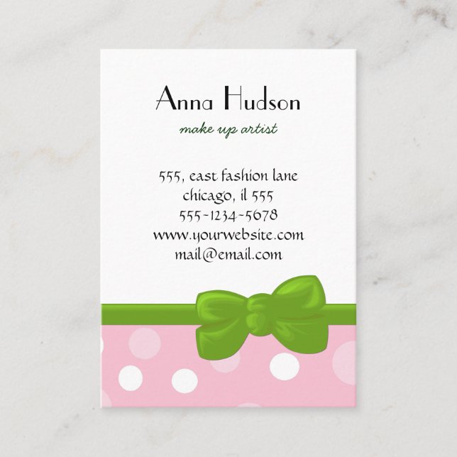 Pink Polka Dots, Polka Dot Pattern, Dots, Dotted Business Card (Front)