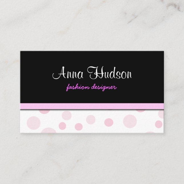 Pink Polka Dots, Polka Dot Pattern, Dots, Dotted Business Card (Front)